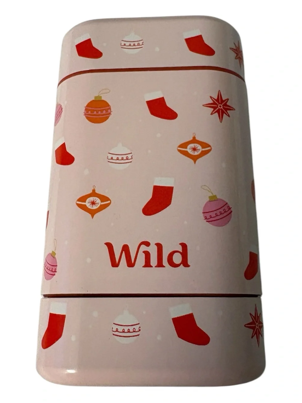 New Wild Pink Holiday Tin with ornaments and stockings: Case Only